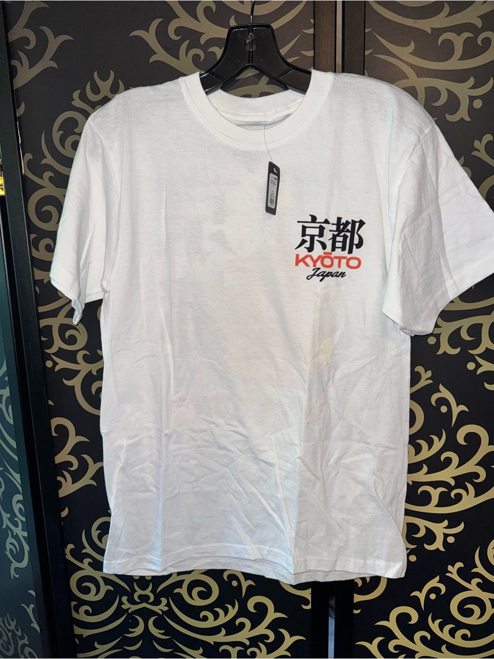 Fashion Nova White Kyoto Japan Graphic Tee with Black & Red Print
